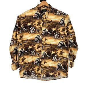 Redhead Mens XLT Long Sleeve Button Up Shirt Collar Tan Yellow Turkeys Hunting